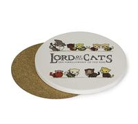 Lord Of The Cats The Furrlowship Of The Ring, cat lover, animal lover, Birthday, Christmas, Secret Santa Tableware, Drinks Coffee-Tea Coaster. (Round Ceramic Coaster)