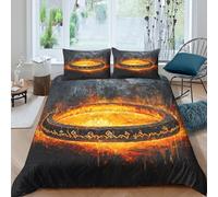 Lord of The Rings Comforter Covers Quilt Cover Duvet Cover 3D Printed The One Ring for Boys Girls with Zipper Closure Bedding Set Soft Microfiber with Pillow Cases 3 Pieces Double（200x200cm）