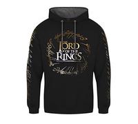 Lord of the Rings Gold Foil Logo Adults Black Hoodie - Large