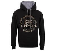 Lord of the Rings Gold Foil Logo Adults Black Hoodie - X Large