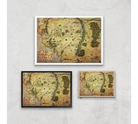 Lord Of The Rings Map Giclee Art Print - A3 - Black Frame