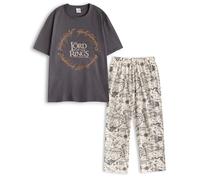 Lord of the Rings Men's Adult Short Sleeve Long Leg Pyjama Set (Mens Black) in Black | Size: 2XL Lord of the Rings Black 2XL