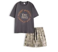 Lord Of The Rings Mens Charcoal Grey Short Sleeve Pyjama Set | Middle Earth Map Print Shorts with Drawstring | Crew Neck Nightwear & Loungewear | LOTR Merch - XX-Large