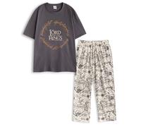 Lord of the Rings Men's Short Sleeve Long Leg Pyjama Set (Adult Black) in Black | Size: Medium Lord of the Rings Black M