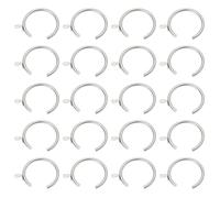 Lord of the Tools 20Pcs Silver Metal Passing Curtain Pole Rings - C Type Ring for Bay Window Curtain Poles - Chrome with Fixed Eye Sliding Eyelet