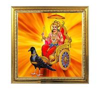 Lord Shani Dev India God Photo Frame for Pooja| Hindu Bhagwan Kakadhvaja Photo| Wall Decor Photo Konastha 5.4 Inches