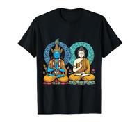 Lord Shiva and Buddha Meditating Value Graphic T-Shirt, Men, Black, S