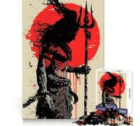 Lord Shiva Illustration with Trident Jigsaw Puzzles for Teenagers 1000 Piece Brain Exercise DIY Fun Family Game Art Display (50x75cm)