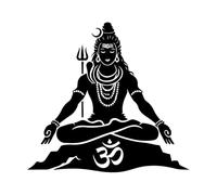 Lord Shiva in Meditation Silhouette Wall Stickers Paster Paper 42x45.4cm Tattoo Culture Black