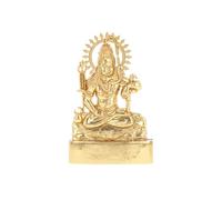 Lord Shiva Statue Murti Golden Metal Small Shiva Shankar Adiyogi Hindu Indian God for Car Dashboard Home Office Desk Mandir Temple Pooja Décor Diwali Wedding Gift (5 Inch)
