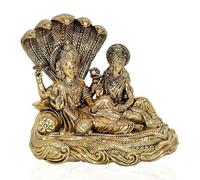 Lord Vishnu and Goddess Lakshmi on Sheshnag Idol | Handcrafted Brass Statue | Hindu God and Goddess Sculpture for Divine Home Temple Decor and Spiritual Gift