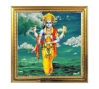 Lord Vishnu India God Idol Photo Frame for Pooja| Hindu Bhagwan Devi Devta Photo Frame | Wall Decor Puja Temple Photo Frame 5.1 Inches