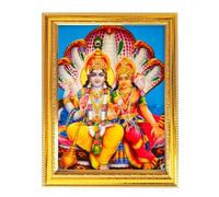 Lord Vishnu Lakshmi Elegant Hindu God Golden Photo Frame Decorative Frame for Divine Images & Religious Art, Perfect for Home & Office 8.3X6.5