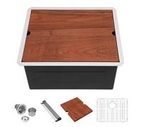 Lordear 23 Inch Laundry Room Sink Undermount 16 Gauge Stainless Steel Single Bowl 13 Inch Deep Handmade Utility Sink with Full Cutting Board, 23" x 19" x 13"