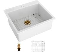 Lordear 25 Inch Fireclay White Drop In Kitchen Sinks