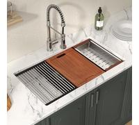 Lordear 30 Inch Undermount Kitchen Sink Workstation 16 Gauge Stainless Steel Under Counter Single Bowl Handmade Kitchen Sinks Basin 30x19x10 Inch