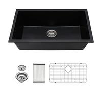 Lordear Black Kitchen Sink 33 Inch Undermount Sinks Quartz Granite Composite Black Single Bowl Under Kitchen Sinks 33x19 Inch