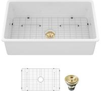 Lordear Glossy White Undermount Kitchen Sink 30 Inch Fireclay Porcelain Ceramic sinks Single Bowl Basin 30x18x10 Inch