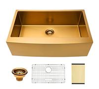 Lordear Gold Farmhouse Sink 36 inch Kitchen Sink Apron Front 16 Gauge Matte Gold Stainless Steel Deep Single Bowl Farm Sinks Basin