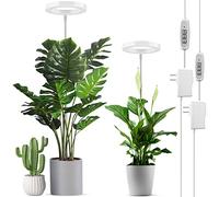 LORDEM Full Spectrum LED Grow Lights, Brightness Adjustable Plant Lamps with Auto On/Off Timer, Height Adjustable Growing Lights for Indoor Plants, Pack of 2