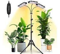 LORDEM Plant Grow Light with Stand, Full Spectrum LED Growing Lamp, Tri-Head with 3H/6H/12H Timer, 6 Dimmable Levels, 3 Lighting Modes, 15"-63" Adjustable Tripod