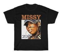 LORDGS Missy Elliott T-Shirt Short Sleeve Cotton Black Men S to 5XLBlackXL