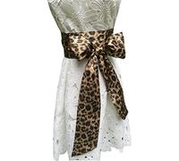 LORDRIE Leopard Print Satin Sash Belt For Dresses