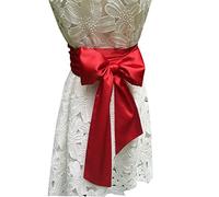 LORDRIE Women Satin Sash Belts For Bridal Bridesmaid Dresses Girls Waist Belts For Special Occasion, Red, Medium