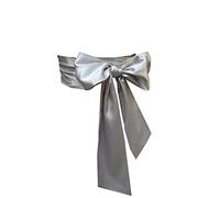 LORDRIE Women Satin Sash Belts For Bridal Bridesmaid Dresses Girls Waist Belts For Special Occasion, Silver, Medium