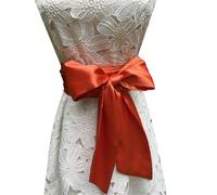 LORDRIE Women Satin Sash Belts For Bridal Bridesmaid Dresses Girls Waist Belts For Special Occasion, Orange, Medium