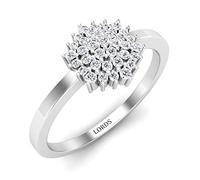 LORDS JEWELS 0.18 ct Diamond Cluster Ring | 9k Gold Diamond Ring | Diamond Rings for Women | Engagement Rings for Women | Wedding Ring | Birthday Gift For Her | Jewellery for Women (White Gold, P)