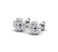 LORDS JEWELS Cluster Earrings For Women Set with 0.21 ct Diamonds in 9 kt Gold | Gold Earrings (White Gold)