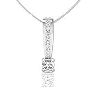 LORDS JEWELS Diamond Heart Necklace for Women - 0.13ct Natural Diamond Pendant in 9kt White Gold with 46cm 9kt White Gold Chain - Fine Jewelry Gift for Her (Solitaire)