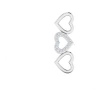 LORDS JEWELS Diamond Necklace for Women - 0.03ct Natural Diamond Pendant in 9kt White Gold - Fine Jewelry Gift for Her (Three Hearts)