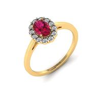 LORDS JEWELS Gemstone Ring Set with 1.10 carat Ruby and 0.06ct Diamonds | 9k Yellow Gold Diamond Ring | Gemstone Ring For Her | July Birthstone Rings For Women