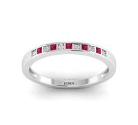 LORDS JEWELS July Birthstone Ring Set with 0.40ct Ruby Gemstones and 0.04ct Diamonds | 9k Yellow Gold Gemstone Ring For Her | Engagement Rings For Women | Wedding Ring | Diamond Ring