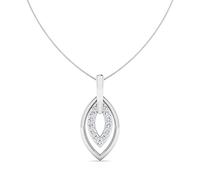 LORDS JEWELS Women’s Diamond Necklace - Genuine 0.04ct Natural Diamond Pendant in 9ct White Gold with 46cm Chain - Gift for Her (Oval)