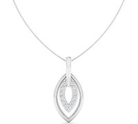 LORDS JEWELS Women’s Diamond Necklace - Genuine 0.04ct Natural Diamond Pendant in 9ct White Gold with 925 Sterling Silver 46cm Chain - Gift for Her (Oval)
