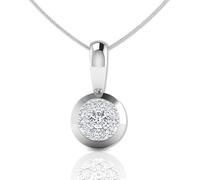 LORDS JEWELS Women’s Diamond Necklace - Genuine 0.09ct Natural Diamond Pendant in 9ct White Gold Pendant with 46cm Sterling Silver Chain - Gift for Her (Cluster)