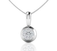 LORDS JEWELS Women’s Diamond Necklace - Genuine 0.09ct Natural Diamond Pendant in 9ct White Gold Pendant with 46cm White Gold Chain - Gift for Her (Cluster)