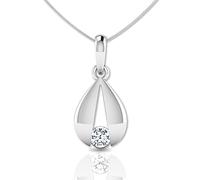 LORDS JEWELS Women’s Diamond Necklace - Genuine 0.09ct Natural Diamond Pendant in 9ct White Gold with 46cm Chain (Stud)