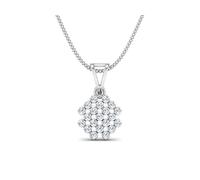 LORDS JEWELS Women’s Diamond Necklace - Genuine 0.17ct Natural Diamond Pendant in 9ct White Gold Pendant with 46cm Sterling Silver Chain - Gift for Her (Cluster)