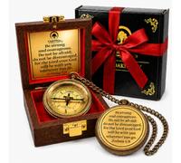 Lord's Path Compass - Baptism, Communion, Confirmation, Christian Gifts for Teenage Boys | Joshoua 1:9 | Religious Catholic Gifts for Men, Graduation Inspirational Present - Greeting Card Included