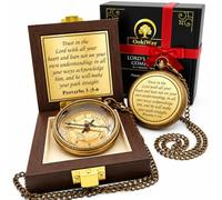 Lord's Path Compass - Baptism, Communion, Confirmation, Christian Gifts for Teenage Boys | Proverbs 3:5-6 Religious Gifts for Men, Graduation Inspirational Present - Greeting Card Included