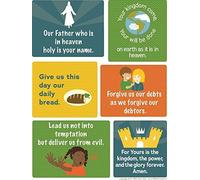 Lord's Prayer Poster - 17" x 22" - Christian History & Art for Home Church Or Sunday Bible School - Unique Fun Gift Idea for Kids Or Youth Birthday - Faith Artwork Teaching Gods Word Bible Memory