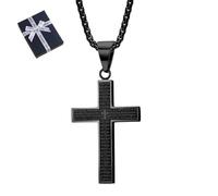Lord's Prayer Scibble Cross Necklace, Mens Lords Prayer Cross Pendant Necklace, Silver, Stainless Steel Mens Lords Prayers-Cross Pendant Necklaces, Stainless Steel Men Womens (black)