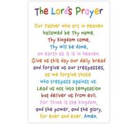 Lords Prayer Wall Art - Religious Bible Study Scripture Decor for Church, Sunday School Classroom, Baby, Girls Room, Nursery Blessed Christian Gift Daughter Metal Tin 8x12 Inch