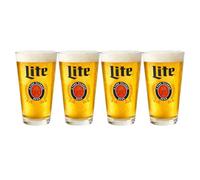 LORD'S ROCKS Miller Lite Beer Glasses 16oz Pint Glass - Set of 4 Authentically Licensed Compatible