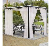 LORDTEX Jute Linen Look Sheer Curtains Waterproof for Patio, Porch, Cabana, Pergola and Gazebo - Indoor/Outdoor Sheer Curtains with Grommet Top, 52x108 Inch, Ivory, Set of 2