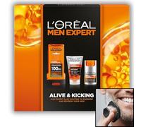 L'Orea| Men Expert Mens Gift Set - Face Care Bundle - Hydra Energetic Mens Gifts - Valentines Gifts for Him,Birthday Gifts for Men - Includes Moisturiser,Face Scrub,Shower Gel&Bemacar Face Exfoliator